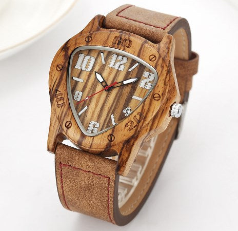 Men's Triangle Wooden Watch - European and American Style