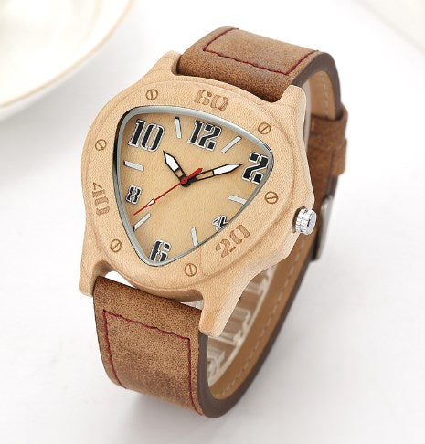 Men's Triangle Wooden Watch - European and American Style