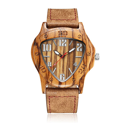 Men's Triangle Wooden Watch - European and American Style